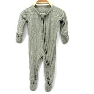 Little Sleepies Pajamas NB Newborn Solid Green Zippy Romper Sleeper